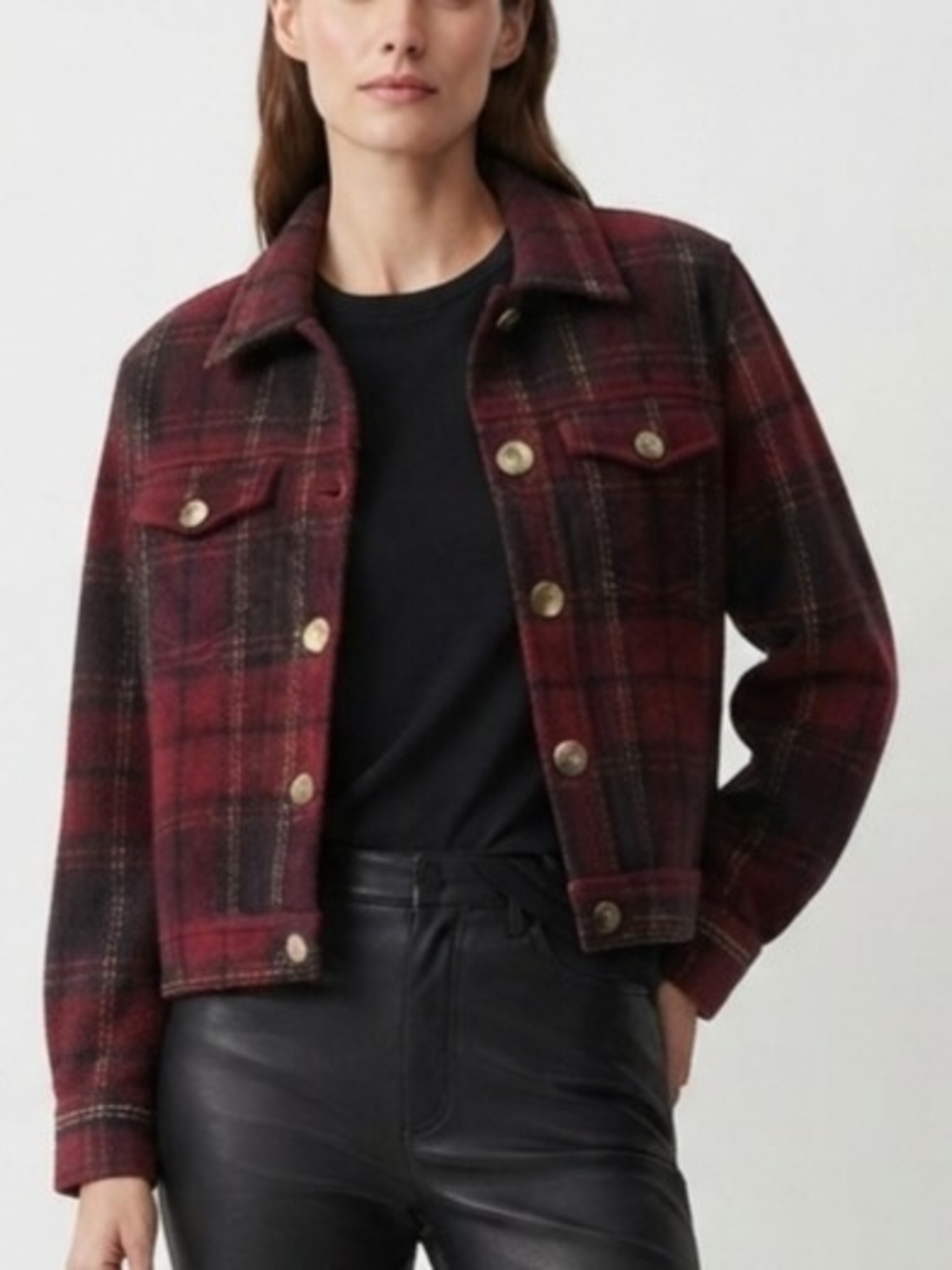 Vintage Fargo Clothing & Supply Co. Wool Blend Plaid Crop Jacket Size S
